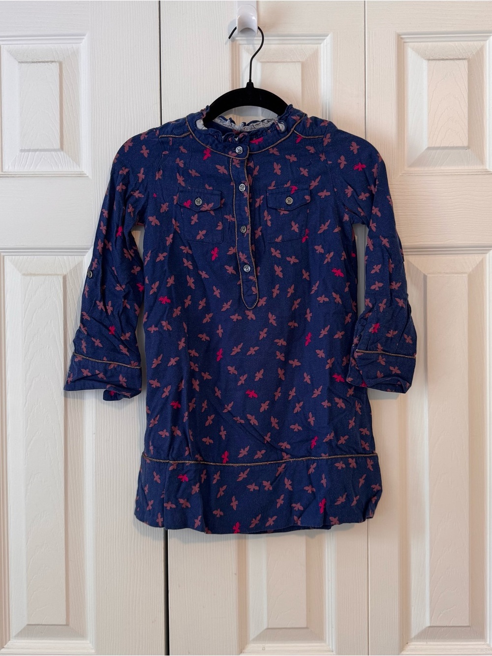 Little Marc Jacobs Navy Dress with Pink Butterfly Print